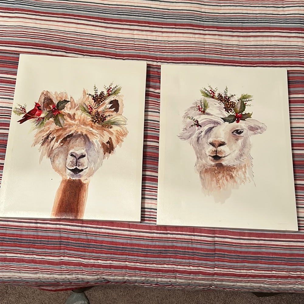 Christmas pictures (pair) approximately 11X14
